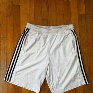 Adidas Men's White Shorts with Black Stripes
